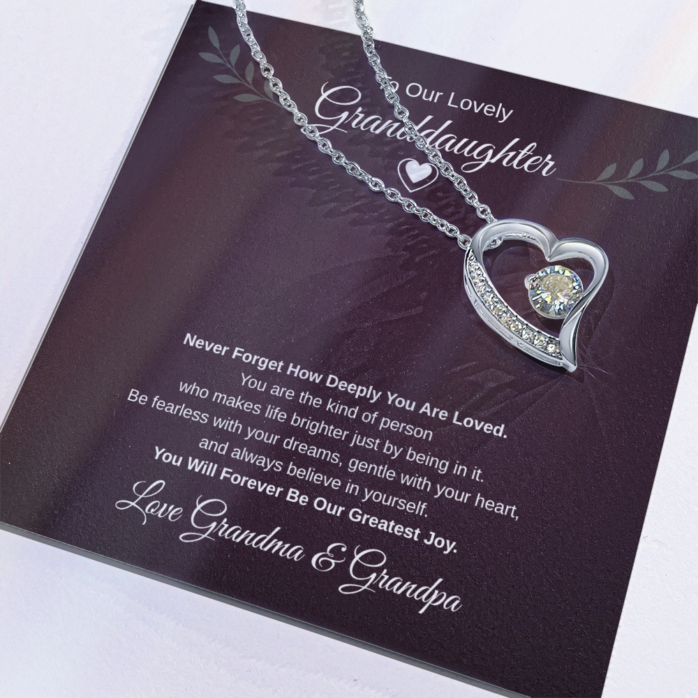 Gift To our Lovely Granddaughter From Grandma & Grandpa “You Will Forever Be Our Greatest Joy” Forever Love Necklace