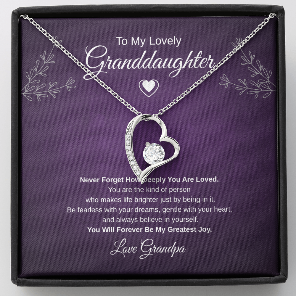 Gift To My Lovely Granddaughter From Grandpa “You Will Forever Be My Greatest Joy” Forever Love Necklace