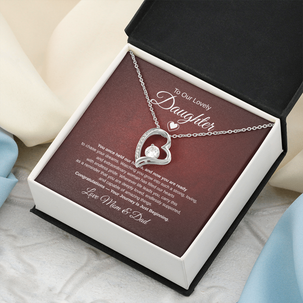 Gift To Our Lovely Daughter From Mom & Dad “Your Journey Is Just Beginning”  Forever Love Necklace