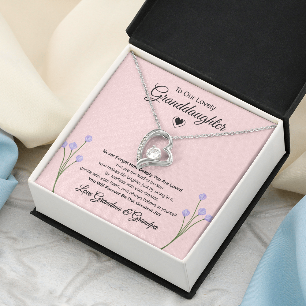 Gift To our Lovely Granddaughter From Grandma & Grandpa “You Will Forever Be Our Greatest Joy” Forever Love Necklace