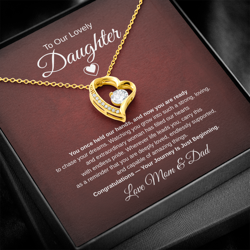 Gift To Our Lovely Daughter From Mom & Dad “Your Journey Is Just Beginning”  Forever Love Necklace