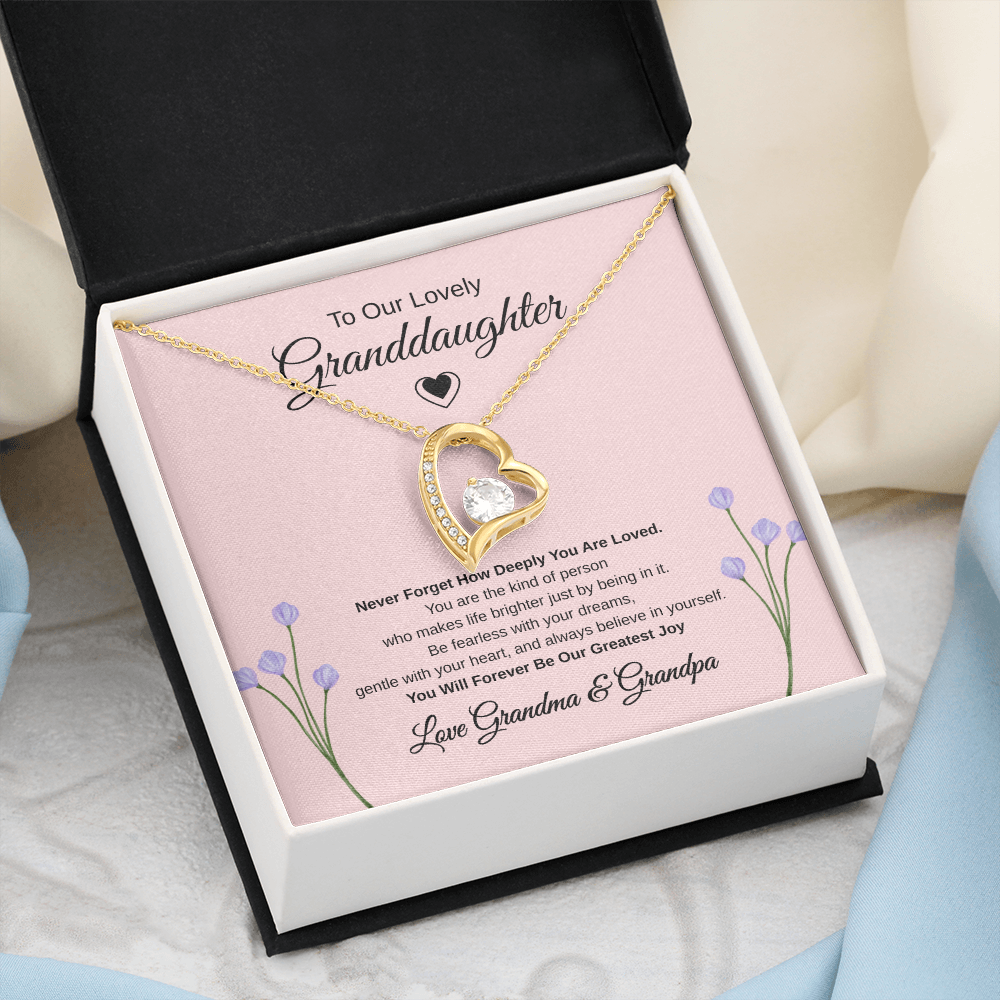 Gift To our Lovely Granddaughter From Grandma & Grandpa “You Will Forever Be Our Greatest Joy” Forever Love Necklace