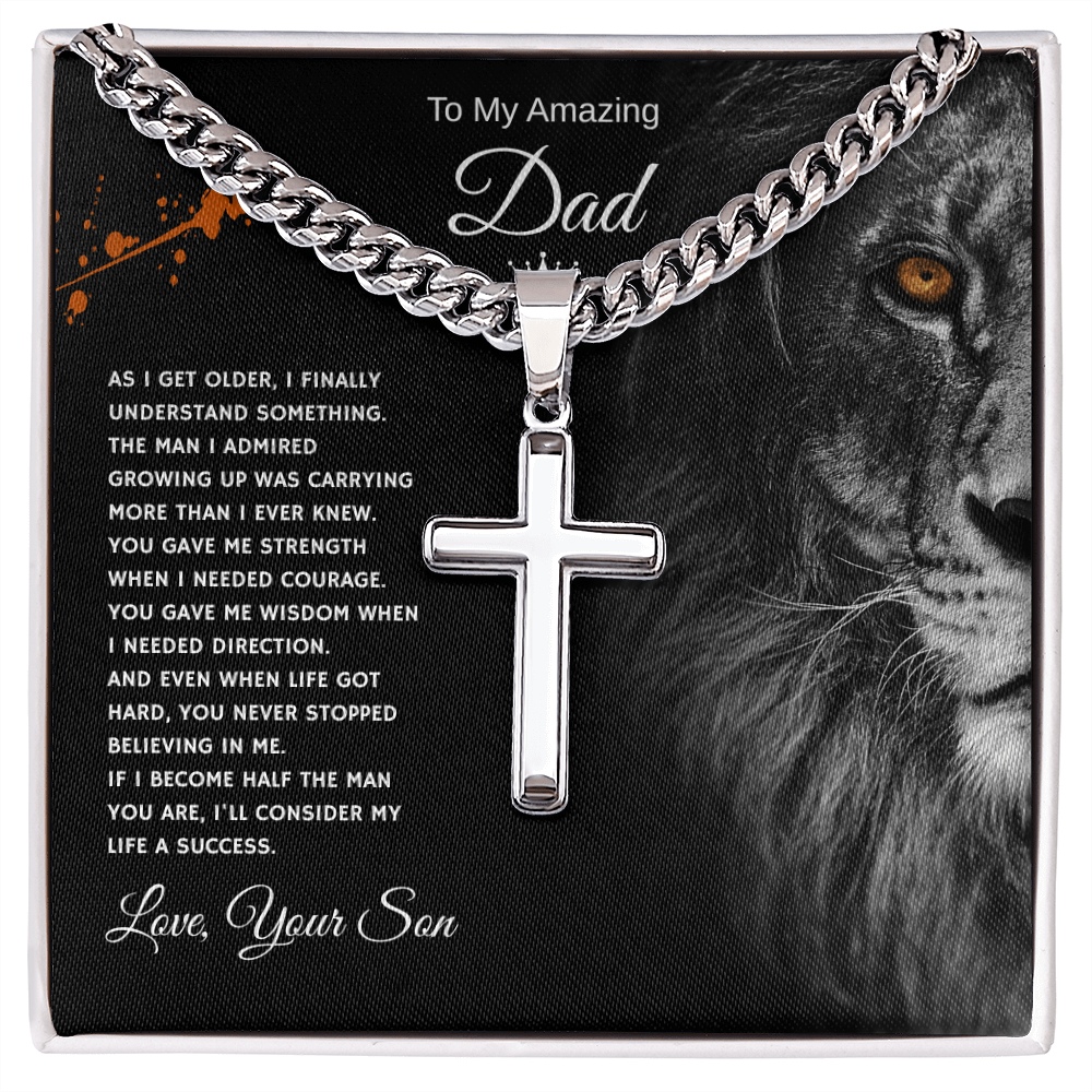 Gift To My Amazing Dad From Son “You Made Me Feel Unstoppable” Cross Link Chain Necklace