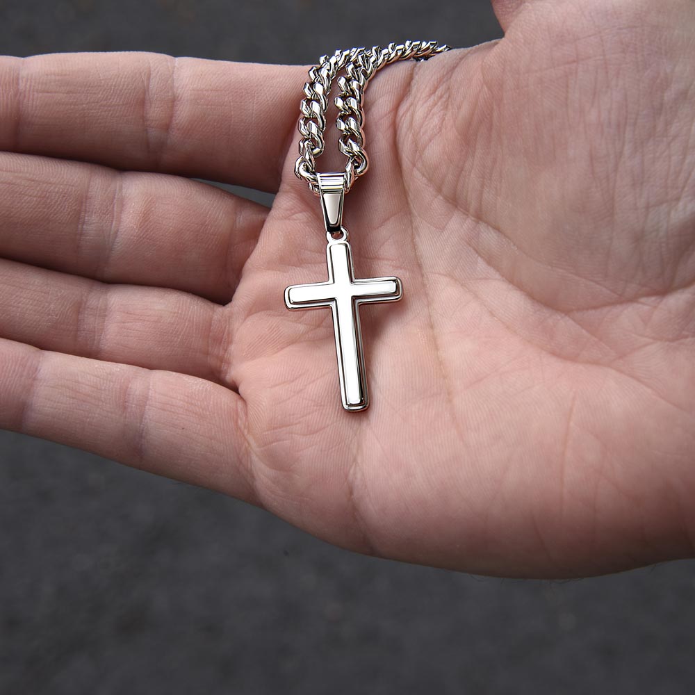 Gift To Our Son From Mom & Dad “You Are Destined For Amazing Things” Cross with Link Chain Necklace