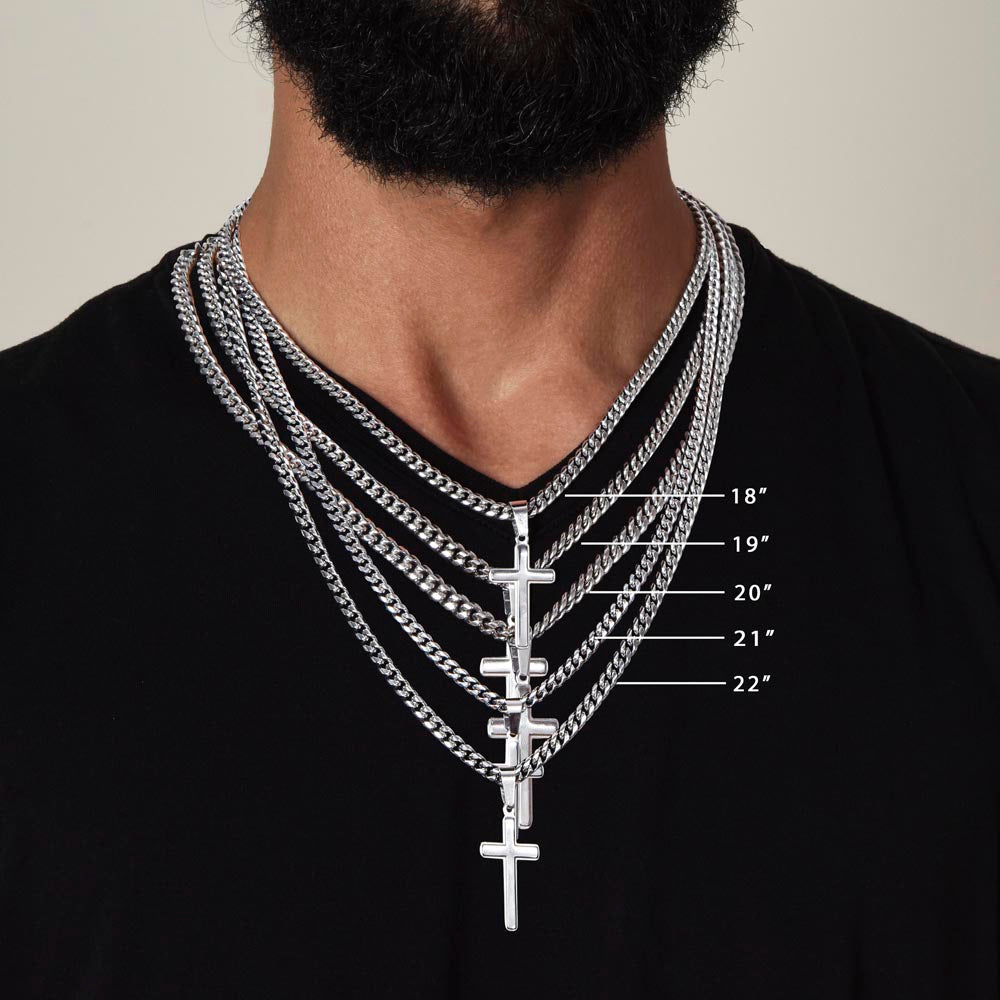 Gift To My Loving Husband From Wife “The way you protect Your family”  Cross Link Chain Necklace
