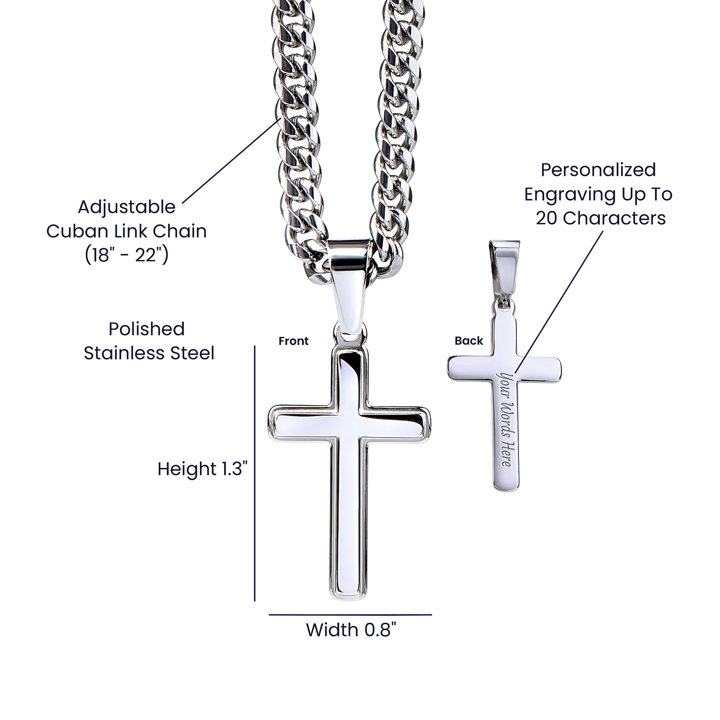 Gift To My Loving Husband From Wife “The way you protect Your family”  Cross Link Chain Necklace
