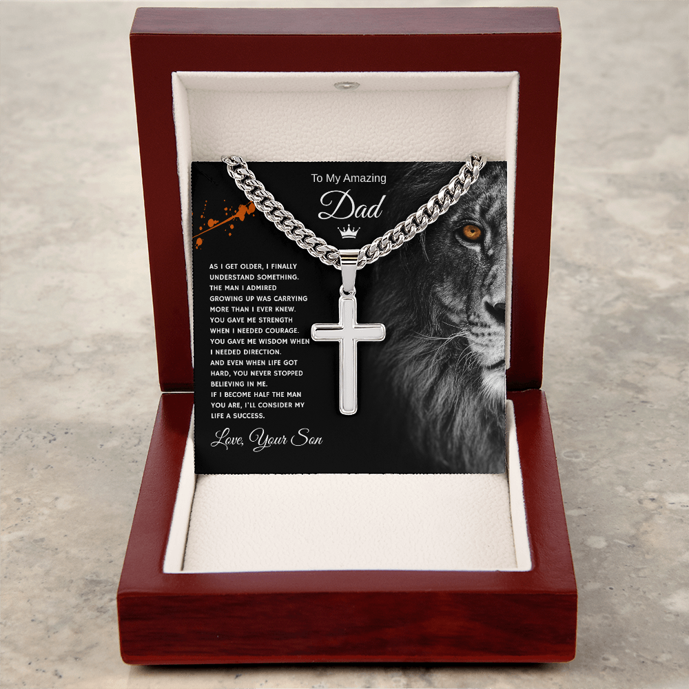 Gift To My Amazing Dad From Son “You Made Me Feel Unstoppable” Cross Link Chain Necklace