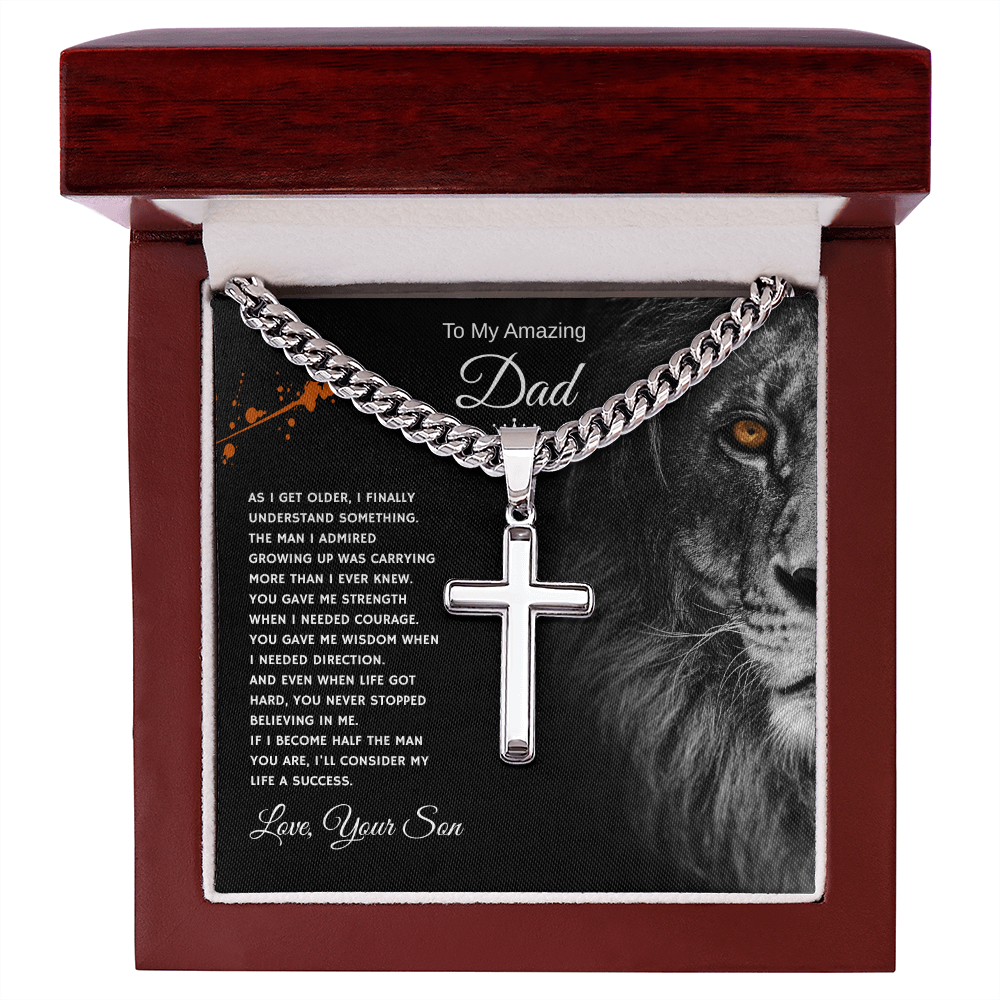 Gift To My Amazing Dad From Son “You Made Me Feel Unstoppable” Cross Link Chain Necklace