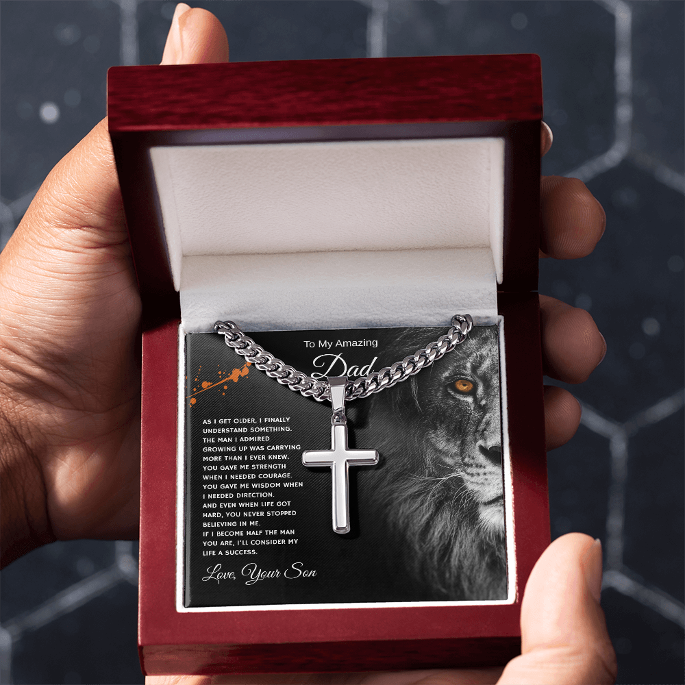 Gift To My Amazing Dad From Son “You Made Me Feel Unstoppable” Cross Link Chain Necklace