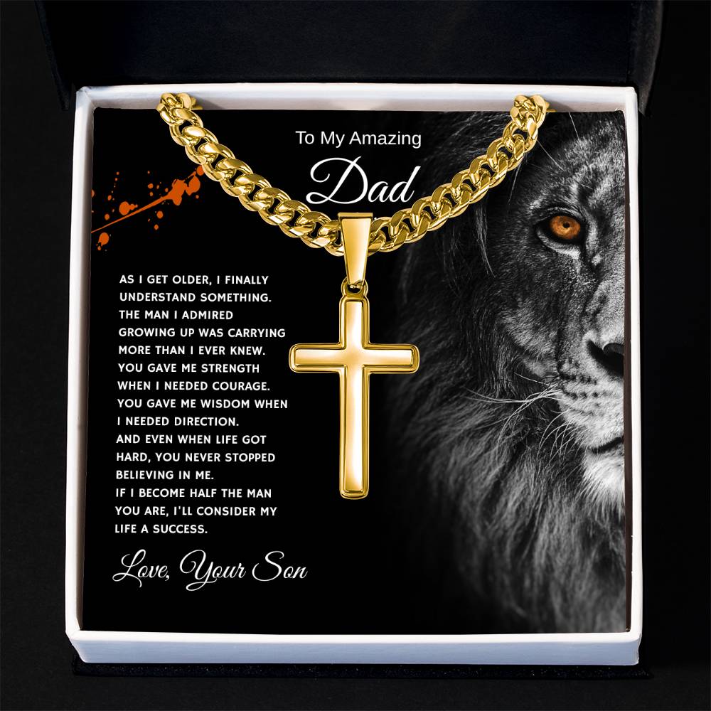 Gift To My Amazing Dad From Son “You Made Me Feel Unstoppable” Cross Link Chain Necklace