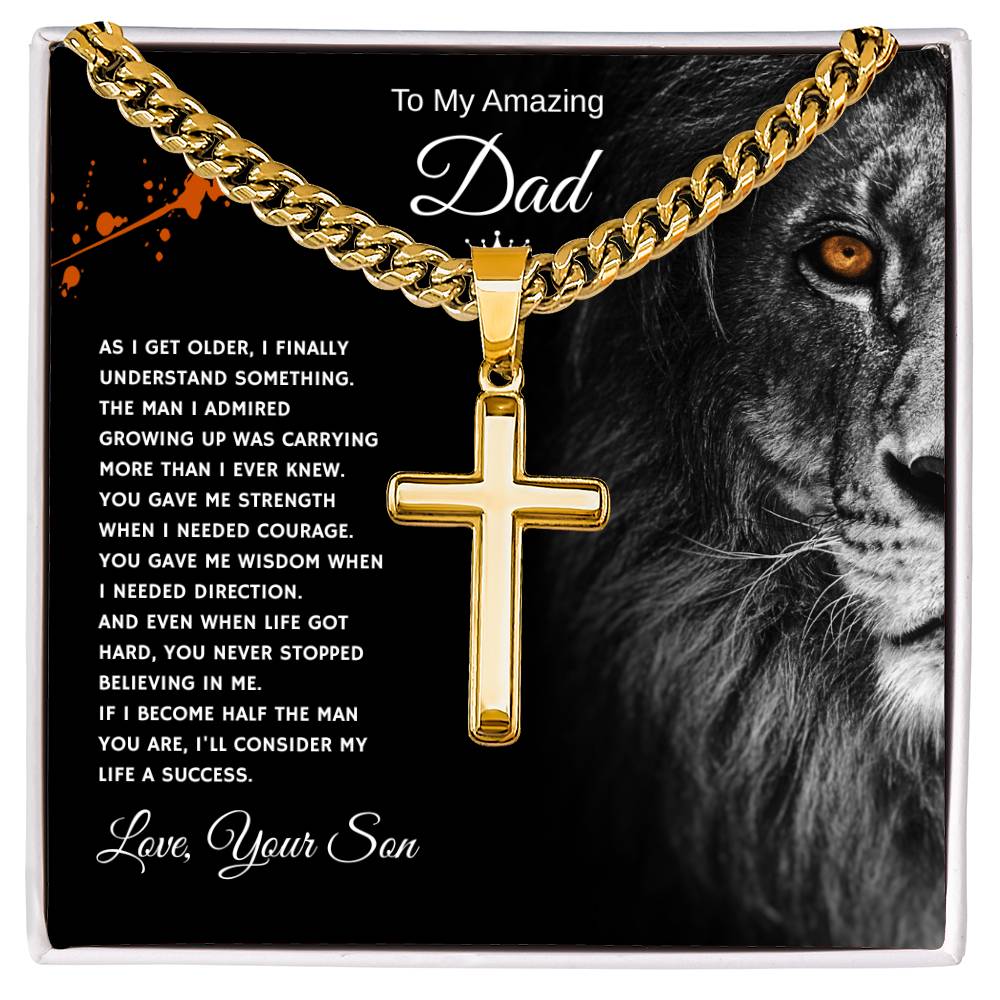 Gift To My Amazing Dad From Son “You Made Me Feel Unstoppable” Cross Link Chain Necklace