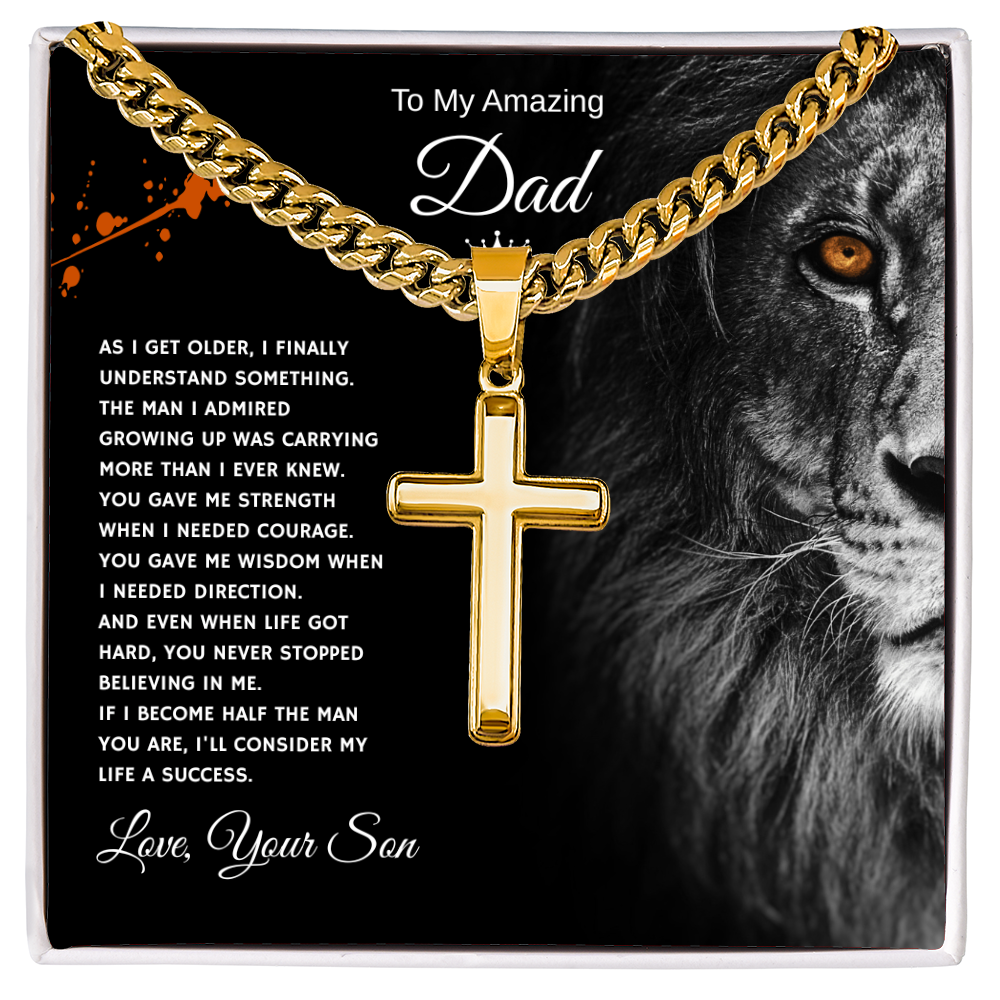 Gift To My Amazing Dad From Son “You Made Me Feel Unstoppable” Cross Link Chain Necklace