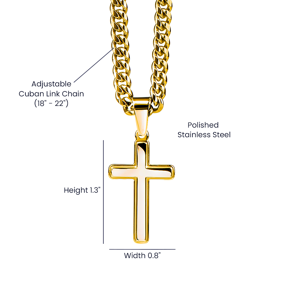Gift To Our Son From Mom & Dad “The World Is Yours” Cross with Link Chain Necklace