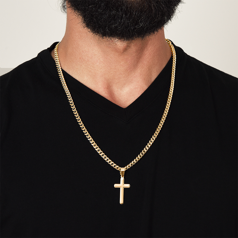 Gift To Our Son From Mom & Dad “You Are Destined For Amazing Things” Cross with Link Chain Necklace