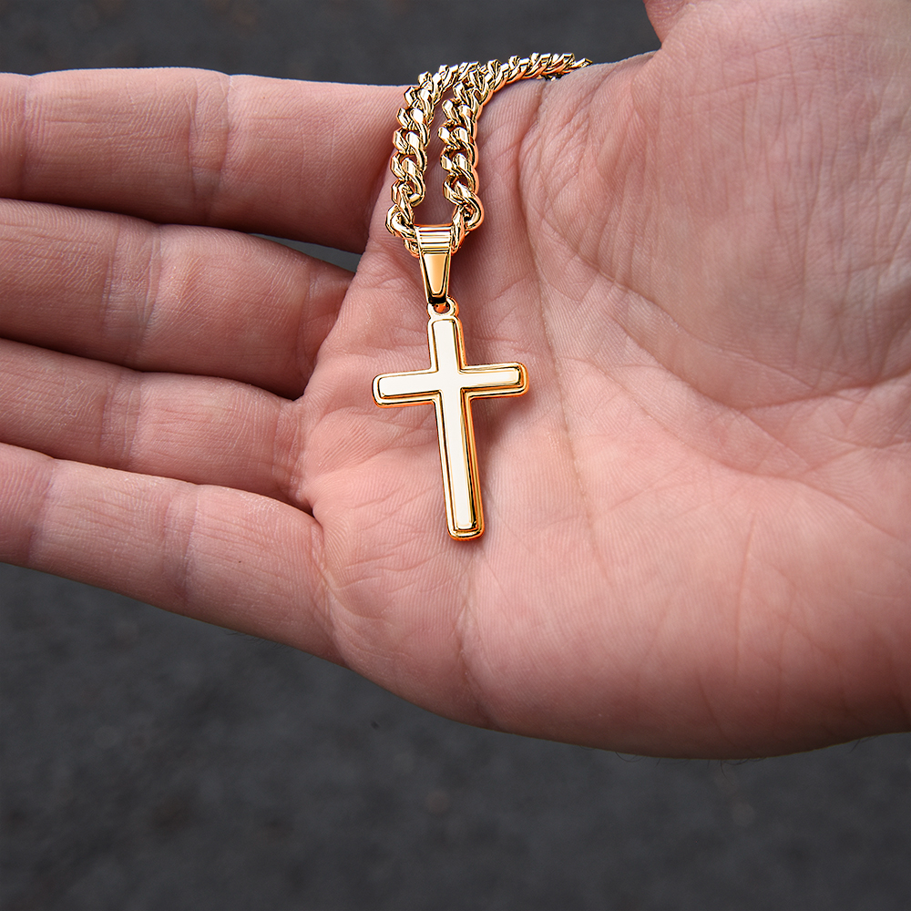 Gift To My Loving Husband From Wife “The way you protect Your family”  Cross Link Chain Necklace