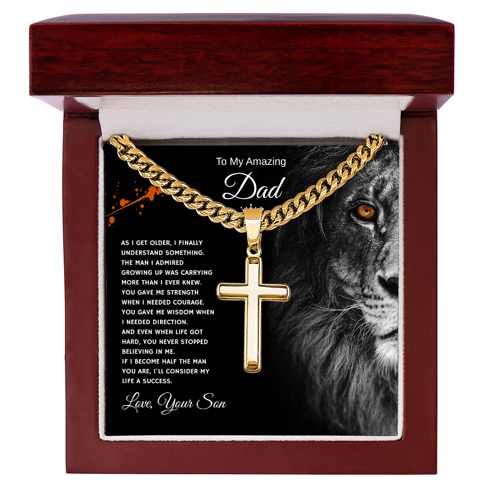 Gift To My Amazing Dad From Son “You Made Me Feel Unstoppable” Cross Link Chain Necklace