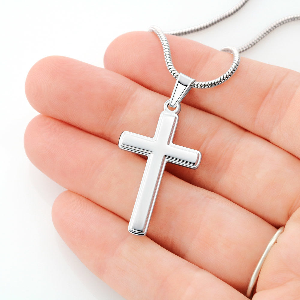 Gift To My Son From Mom “Be Fearless In Chasing Your Dreams” Cross with Link Chain Necklace