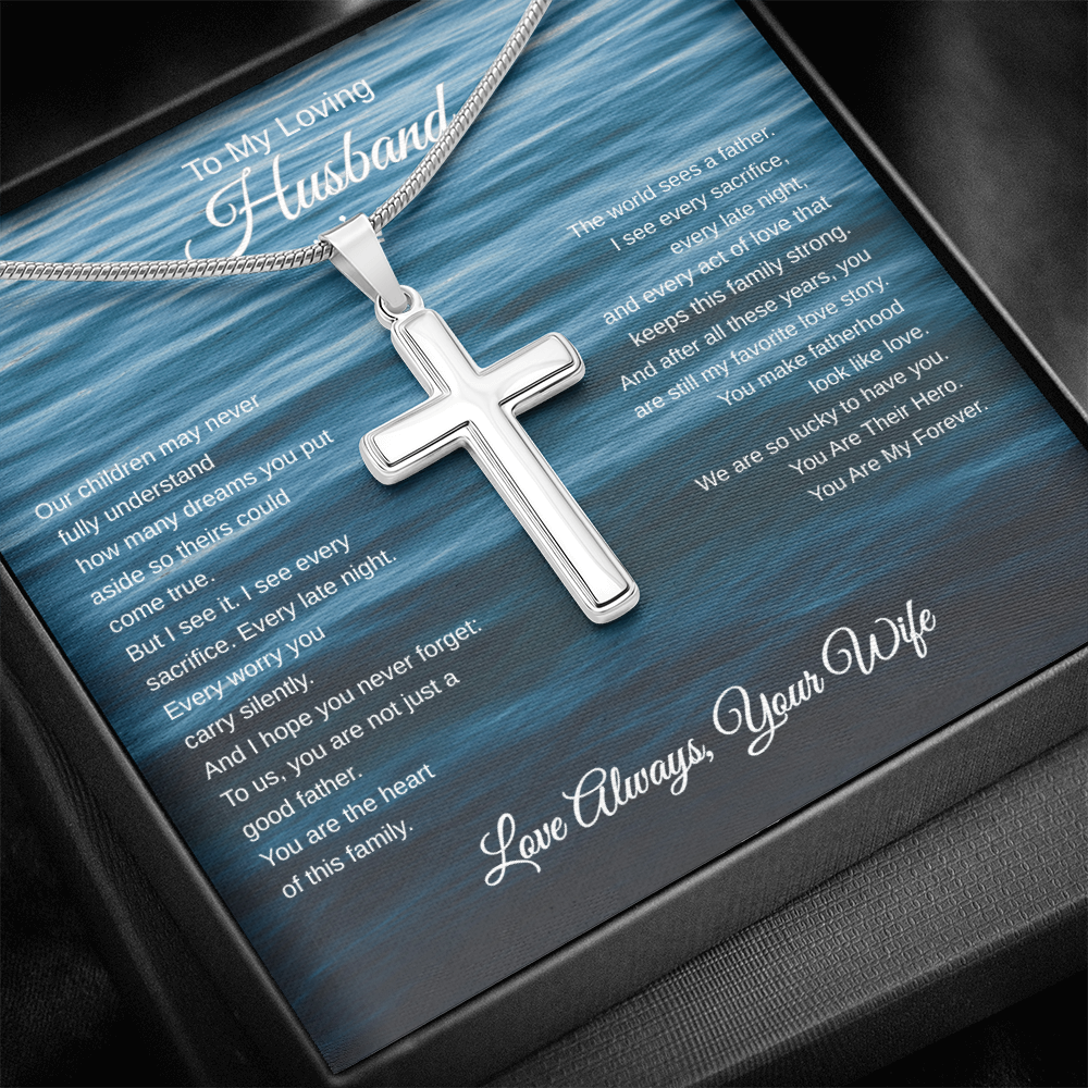Gift To My Loving Husband From Wife “The Way You Protect Your Family”  Cross Chain Necklace