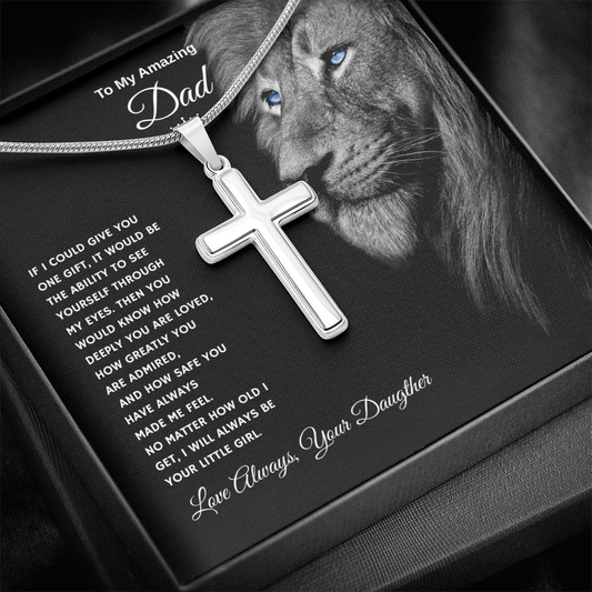 Gift To My Amazing Dad From Daughter “Forever Your Little Girl” Cross Necklace