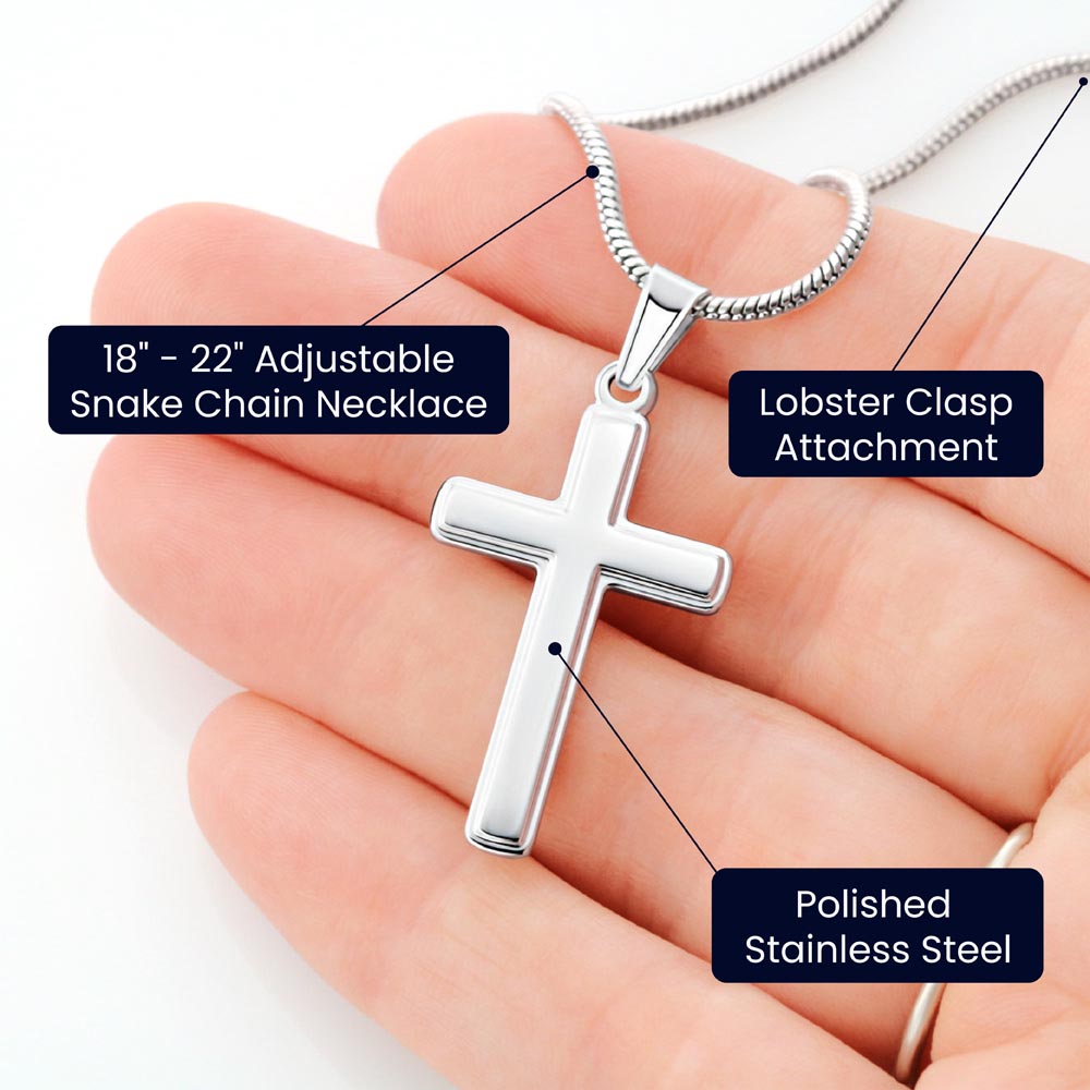 Gift To My Son From Dad “Be Fearless In Chasing Your Dreams” Cross with Link Chain Necklace