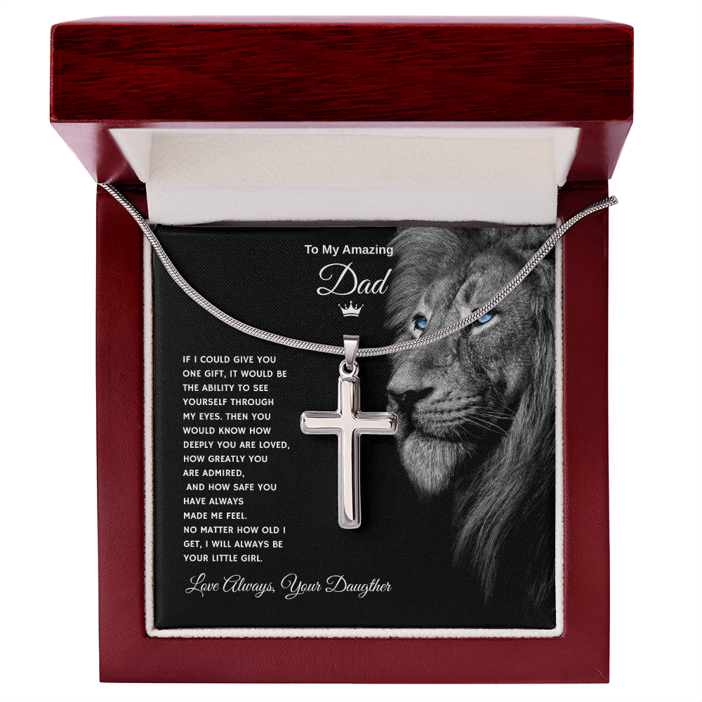 Gift To My Amazing Dad From Daughter “Forever Your Little Girl” Cross Necklace