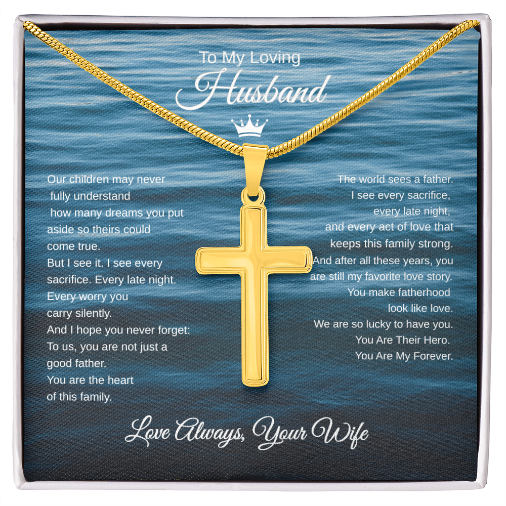 Gift To My Loving Husband From Wife “The Way You Protect Your Family”  Cross Chain Necklace
