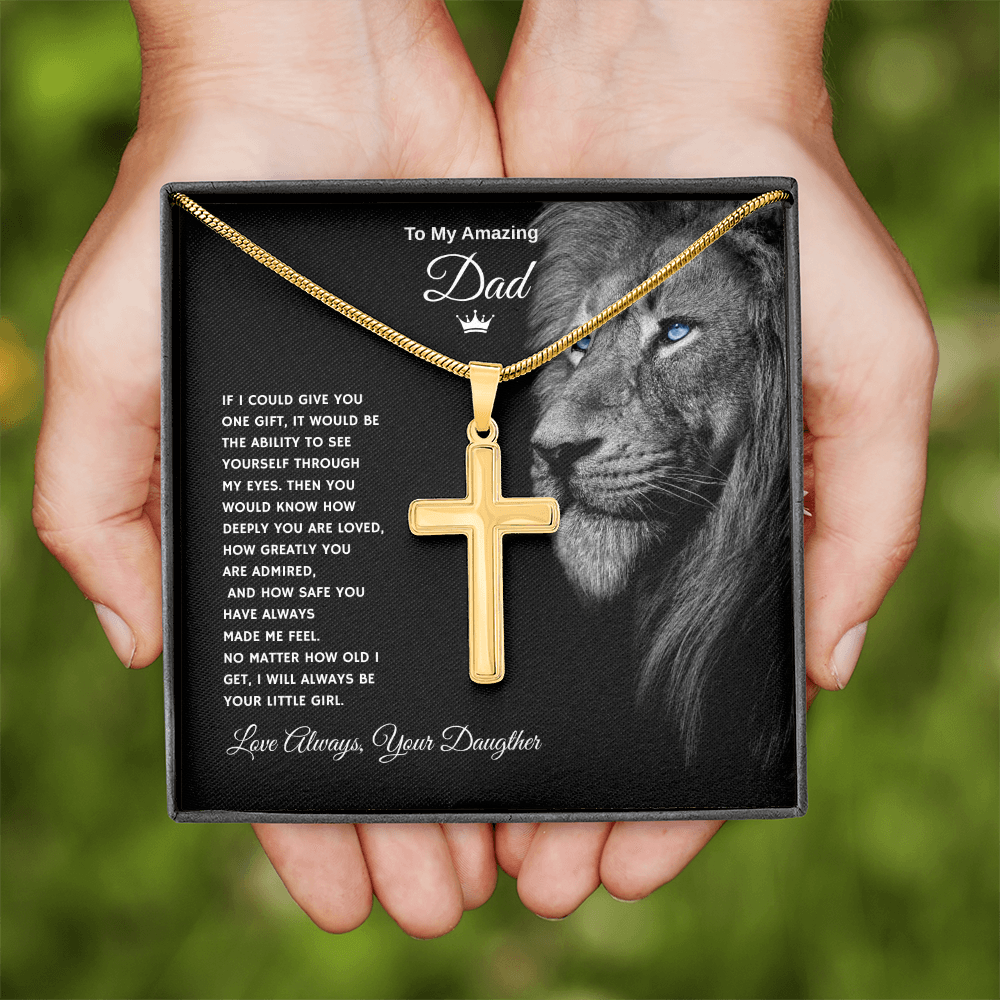 Gift To My Amazing Dad From Daughter “Forever Your Little Girl” Cross Necklace