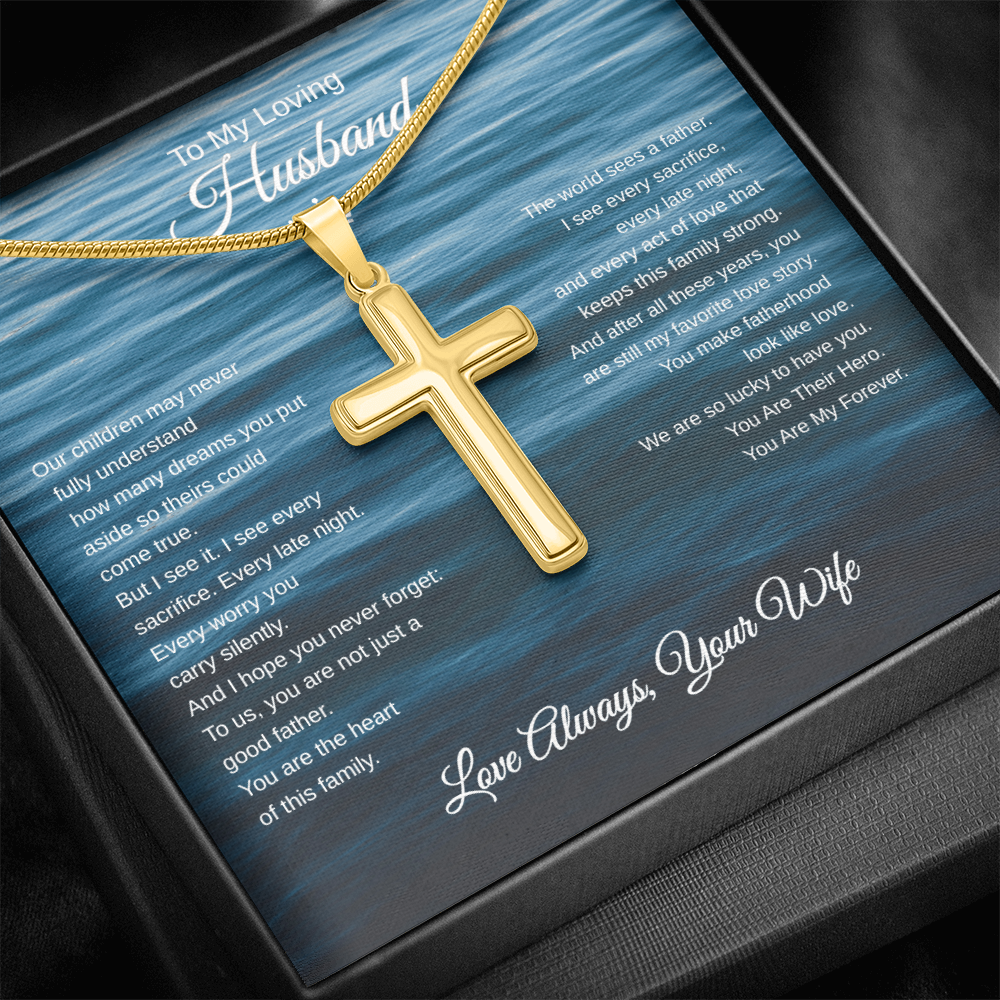 Gift To My Loving Husband From Wife “The Way You Protect Your Family”  Cross Chain Necklace