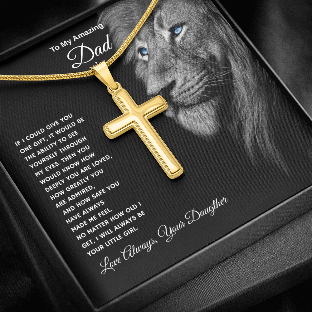 Gift To My Amazing Dad From Daughter “Forever Your Little Girl” Cross Necklace