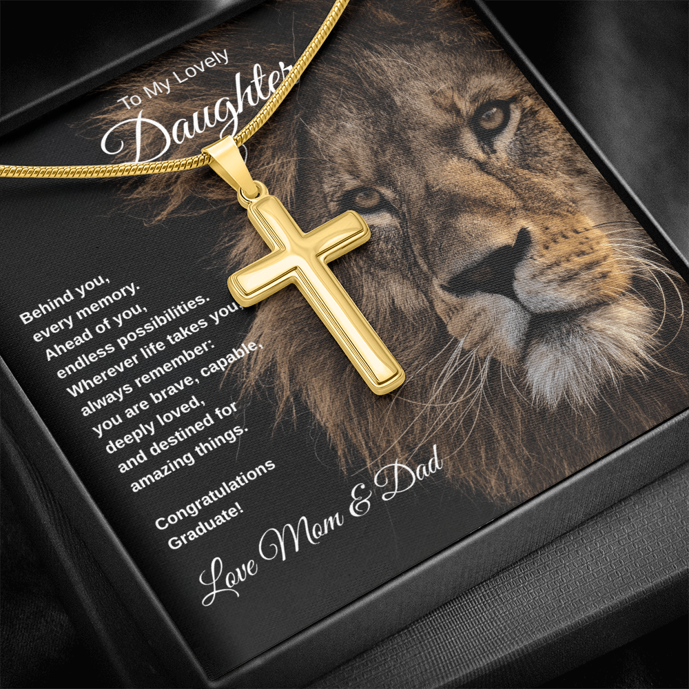 Gift To Our Lovely Daughter From Mom & Dad “You Are Destined For Amazing Things” Cross Chain Necklace