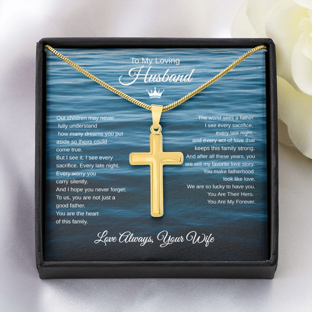 Gift To My Loving Husband From Wife “The Way You Protect Your Family”  Cross Chain Necklace