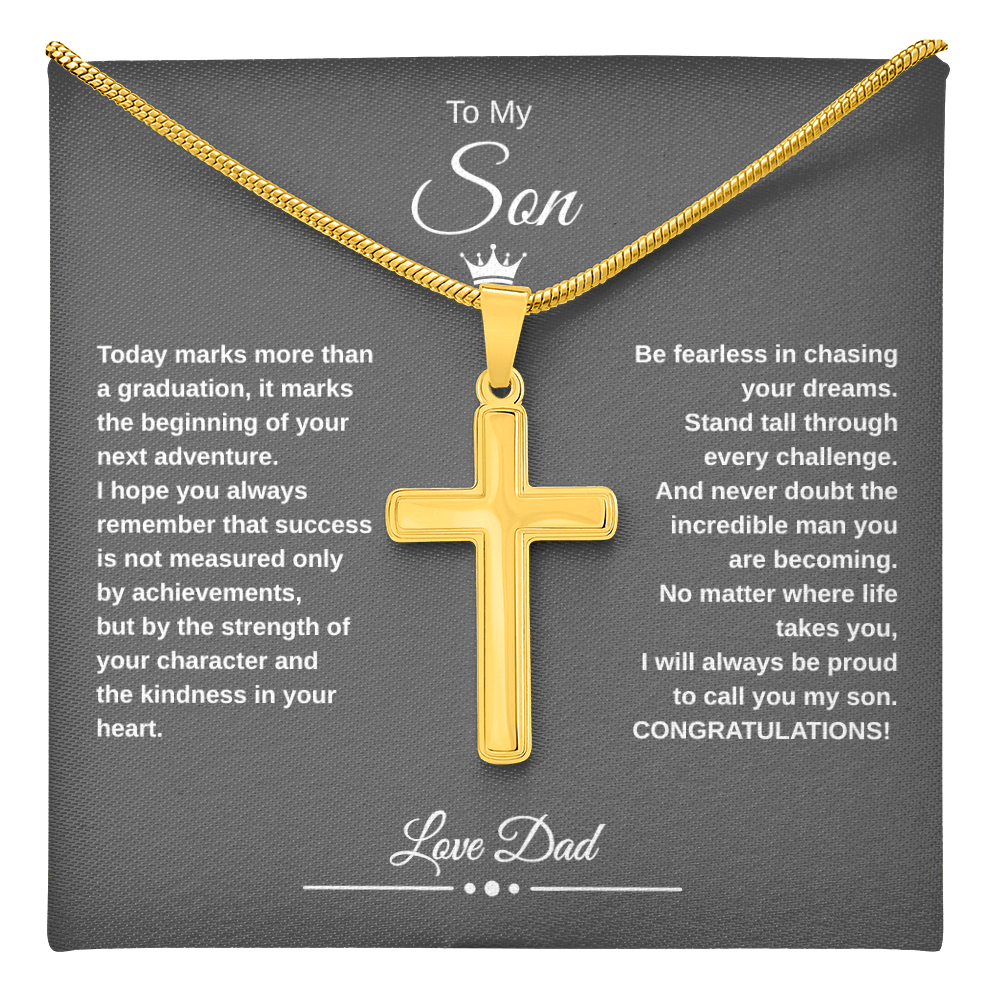 Gift To My Son From Dad “Be Fearless In Chasing Your Dreams” Cross with Link Chain Necklace