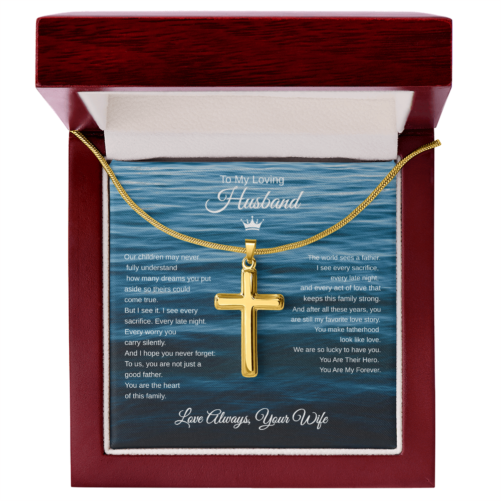 Gift To My Loving Husband From Wife “The Way You Protect Your Family”  Cross Chain Necklace