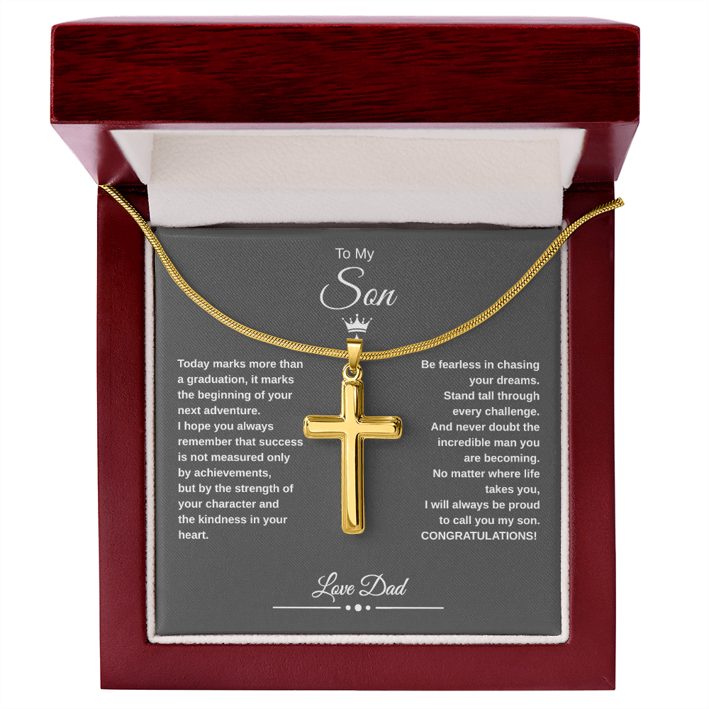 Gift To My Son From Dad “Be Fearless In Chasing Your Dreams” Cross with Link Chain Necklace