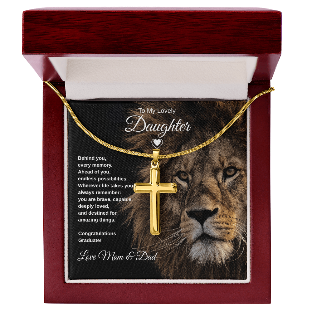Gift To Our Lovely Daughter From Mom & Dad “You Are Destined For Amazing Things” Cross Chain Necklace
