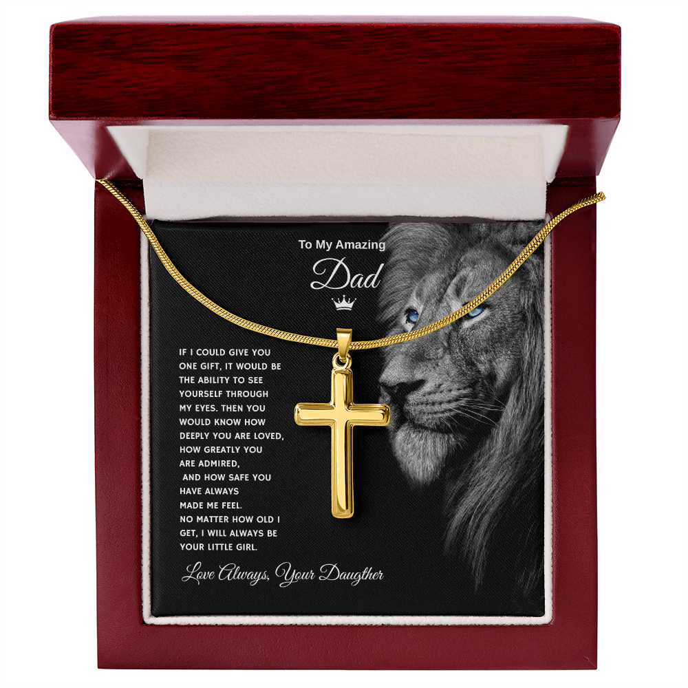 Gift To My Amazing Dad From Daughter “Forever Your Little Girl” Cross Necklace