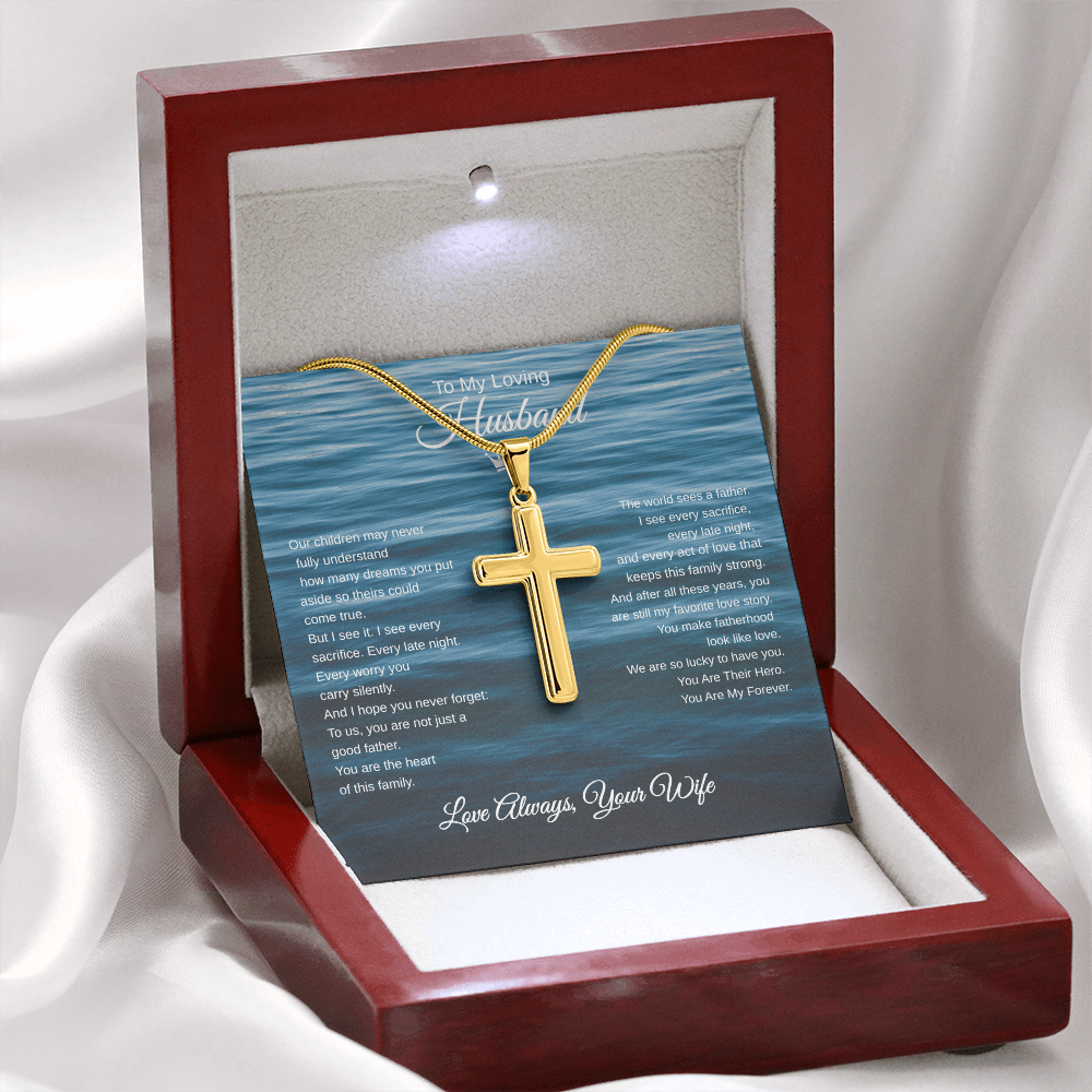 Gift To My Loving Husband From Wife “The Way You Protect Your Family”  Cross Chain Necklace