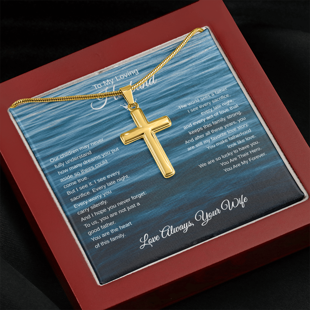 Gift To My Loving Husband From Wife “The Way You Protect Your Family”  Cross Chain Necklace
