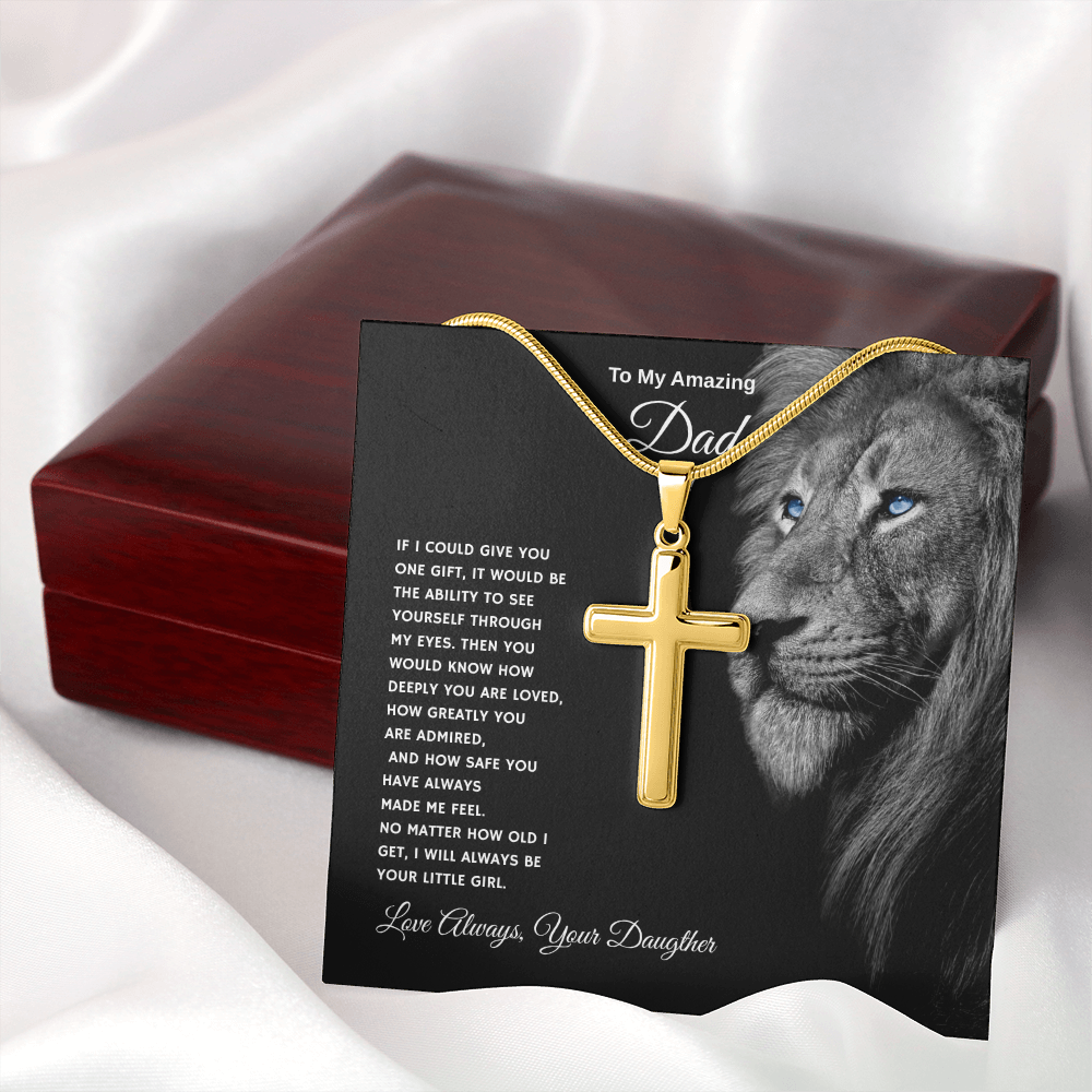 Gift To My Amazing Dad From Daughter “Forever Your Little Girl” Cross Necklace