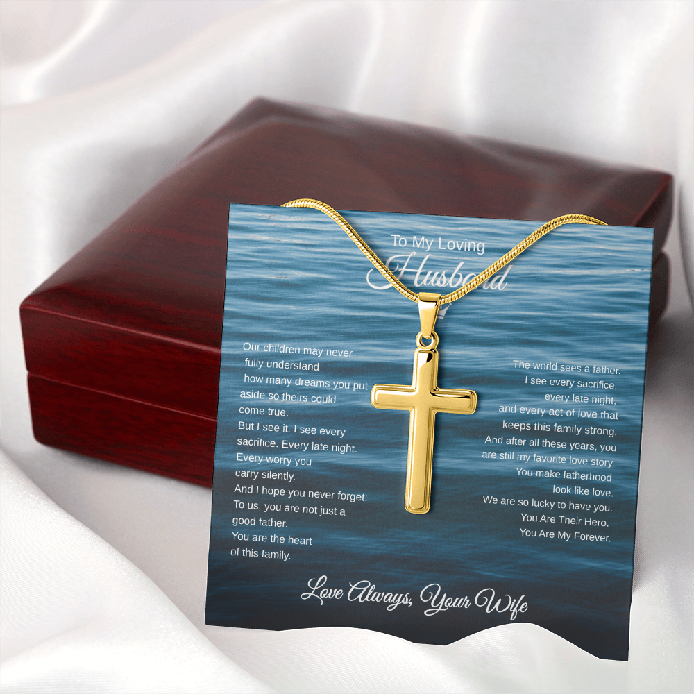 Gift To My Loving Husband From Wife “The Way You Protect Your Family”  Cross Chain Necklace